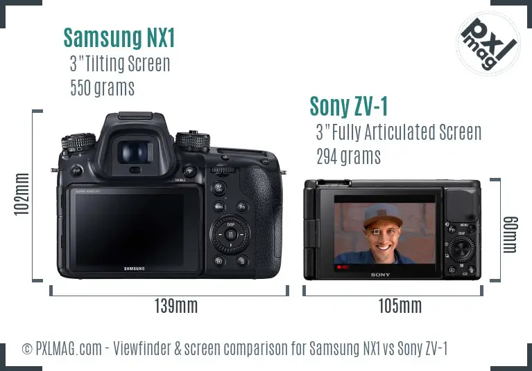 Samsung NX1 vs Sony ZV-1 Screen and Viewfinder comparison