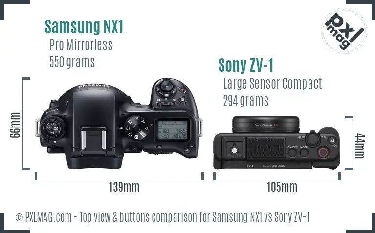 Samsung NX1 vs Sony ZV-1 top view buttons comparison