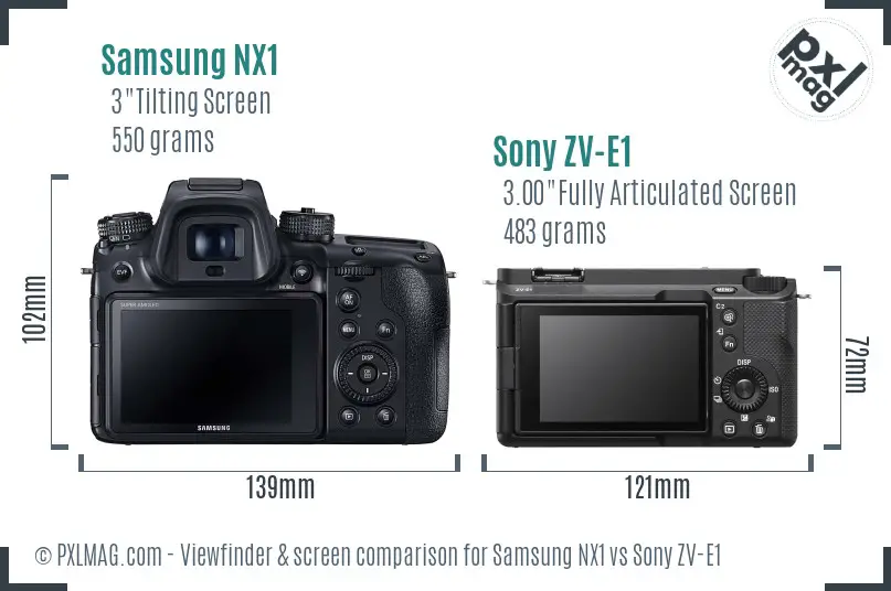 Samsung NX1 vs Sony ZV-E1 Screen and Viewfinder comparison