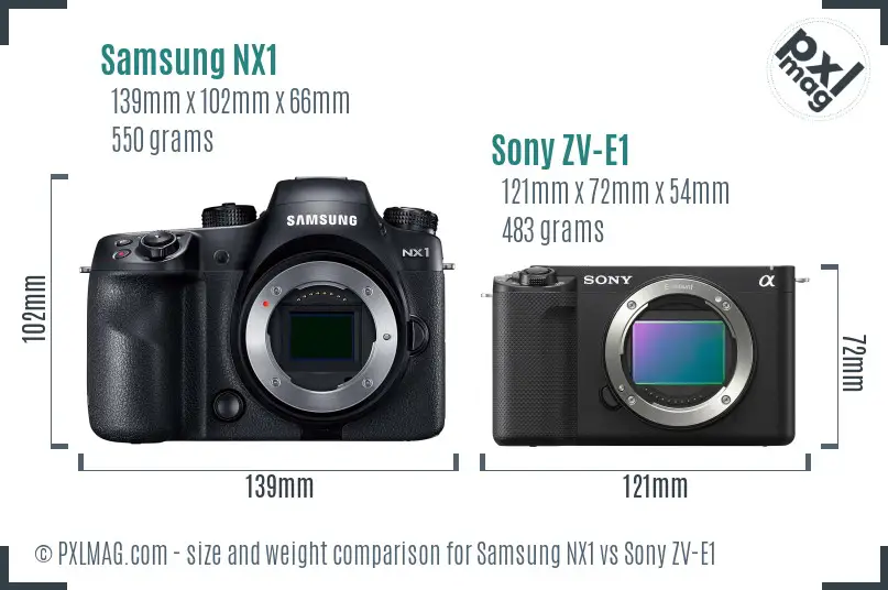 Samsung NX1 vs Sony ZV-E1 size comparison