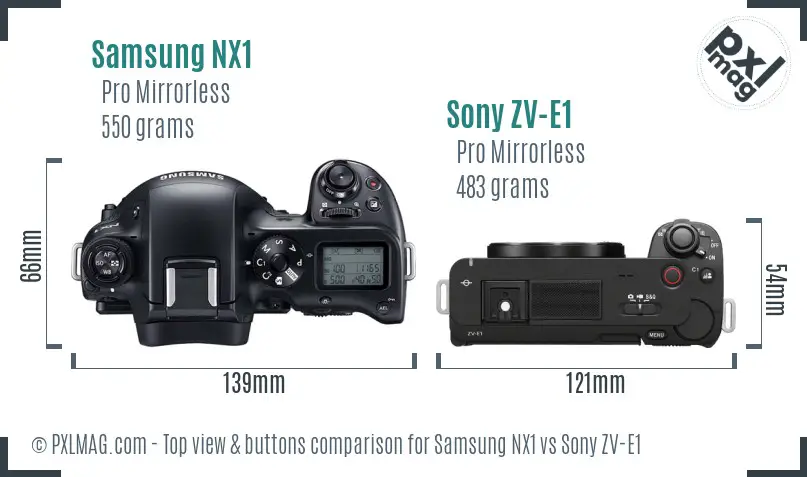 Samsung NX1 vs Sony ZV-E1 top view buttons comparison