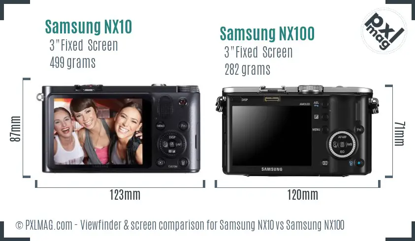 Samsung NX10 vs Samsung NX100 Screen and Viewfinder comparison