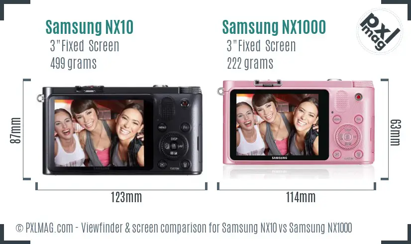 Samsung NX10 vs Samsung NX1000 Screen and Viewfinder comparison