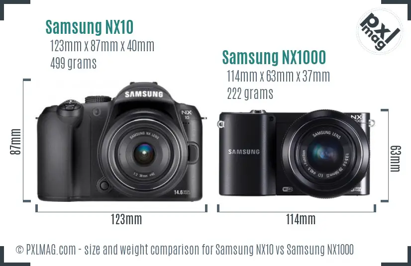 Samsung NX10 vs Samsung NX1000 size comparison
