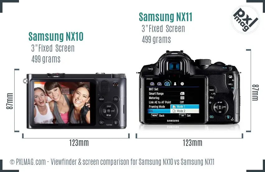 Samsung NX10 vs Samsung NX11 Screen and Viewfinder comparison