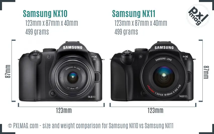 Samsung NX10 vs Samsung NX11 size comparison