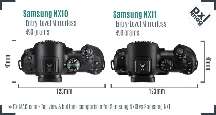 Samsung NX10 vs Samsung NX11 top view buttons comparison