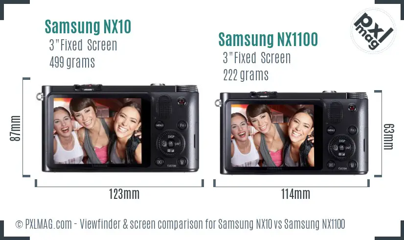 Samsung NX10 vs Samsung NX1100 Screen and Viewfinder comparison