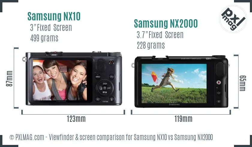 Samsung NX10 vs Samsung NX2000 Screen and Viewfinder comparison