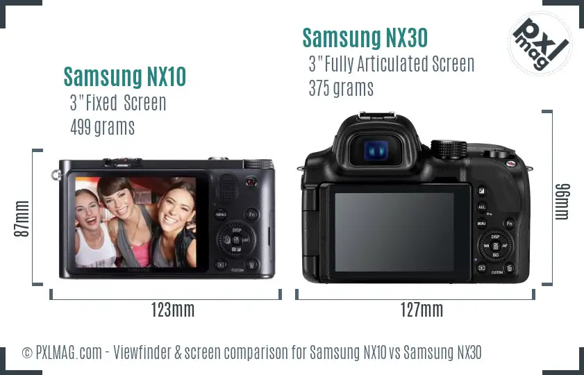 Samsung NX10 vs Samsung NX30 Screen and Viewfinder comparison