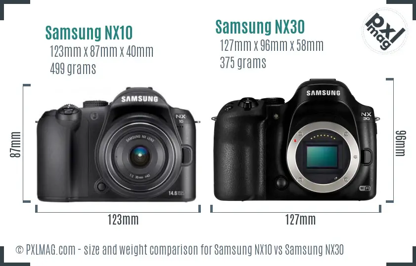 Samsung NX10 vs Samsung NX30 size comparison