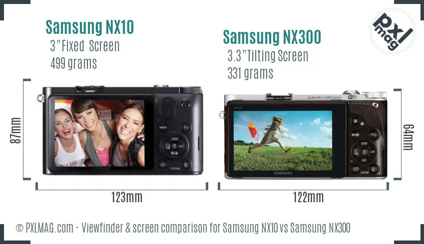 Samsung NX10 vs Samsung NX300 Screen and Viewfinder comparison