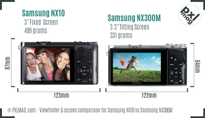 Samsung NX10 vs Samsung NX300M Screen and Viewfinder comparison