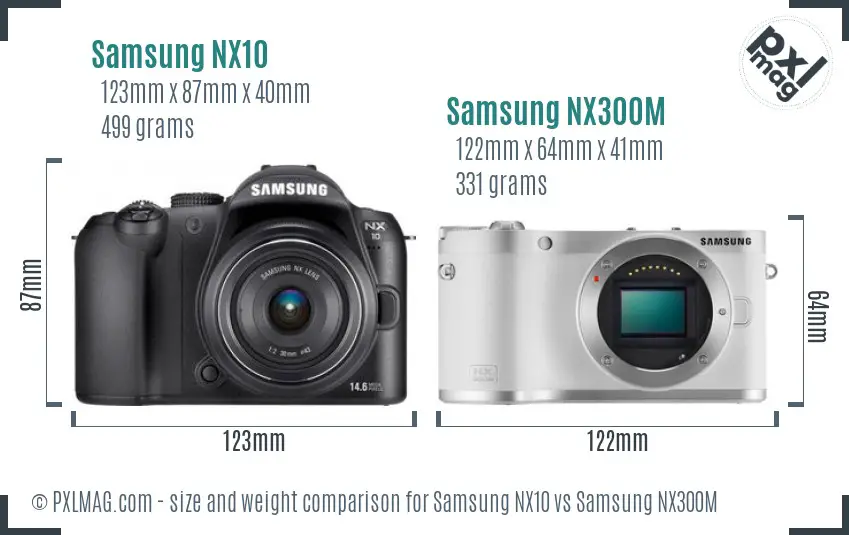 Samsung NX10 vs Samsung NX300M size comparison
