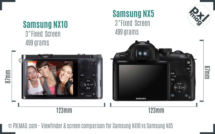 Samsung NX10 vs Samsung NX5 Screen and Viewfinder comparison