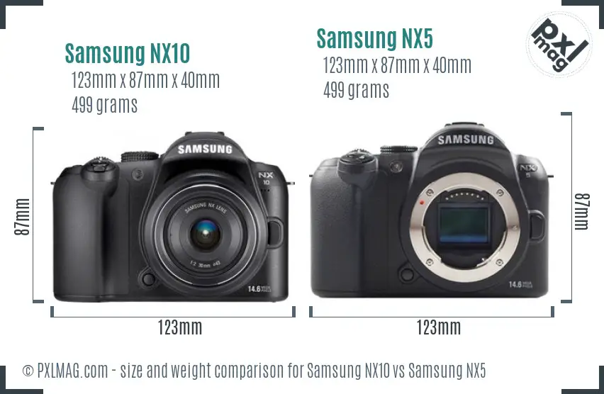 Samsung NX10 vs Samsung NX5 size comparison