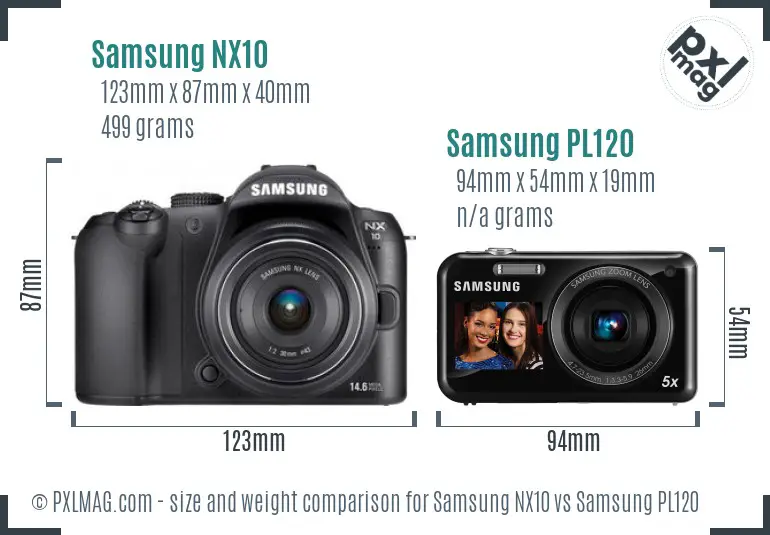 Samsung NX10 vs Samsung PL120 size comparison