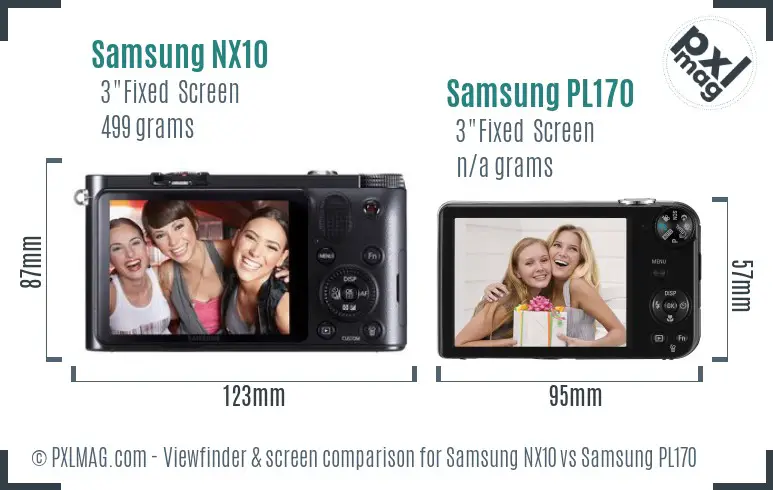 Samsung NX10 vs Samsung PL170 Screen and Viewfinder comparison