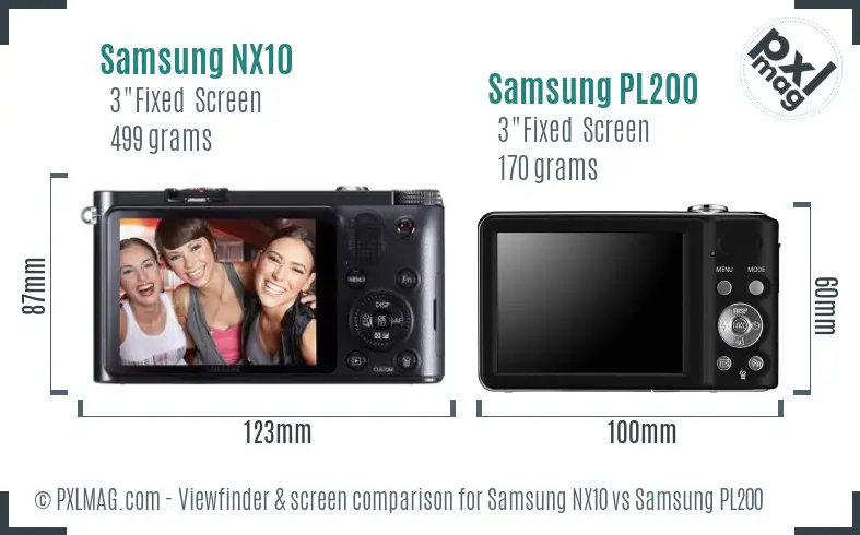 Samsung NX10 vs Samsung PL200 Screen and Viewfinder comparison