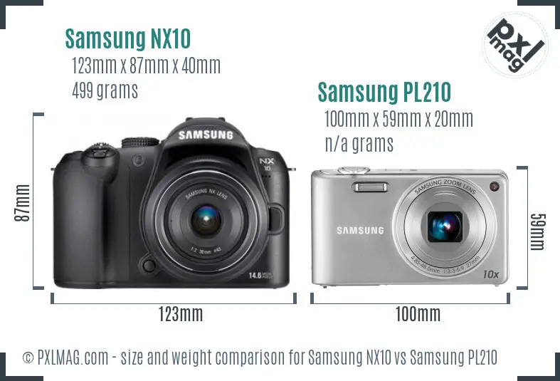Samsung NX10 vs Samsung PL210 size comparison