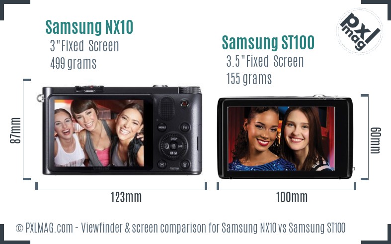 Samsung NX10 vs Samsung ST100 Screen and Viewfinder comparison