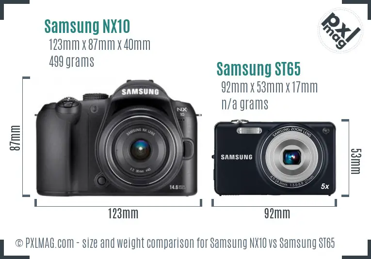 Samsung NX10 vs Samsung ST65 size comparison