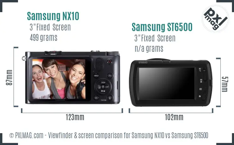 Samsung NX10 vs Samsung ST6500 Screen and Viewfinder comparison