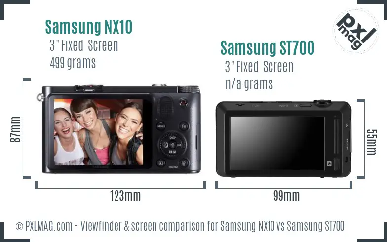 Samsung NX10 vs Samsung ST700 Screen and Viewfinder comparison