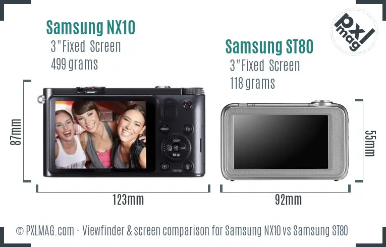 Samsung NX10 vs Samsung ST80 Screen and Viewfinder comparison