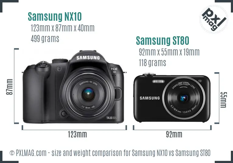 Samsung NX10 vs Samsung ST80 size comparison