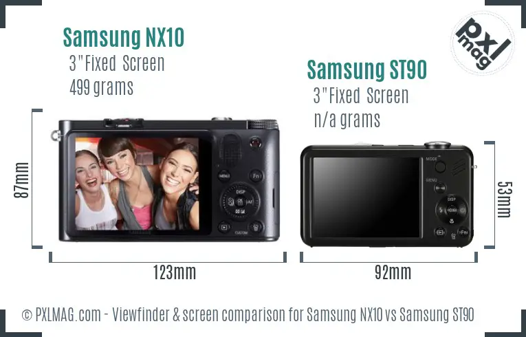 Samsung NX10 vs Samsung ST90 Screen and Viewfinder comparison