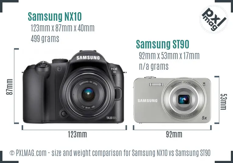 Samsung NX10 vs Samsung ST90 size comparison