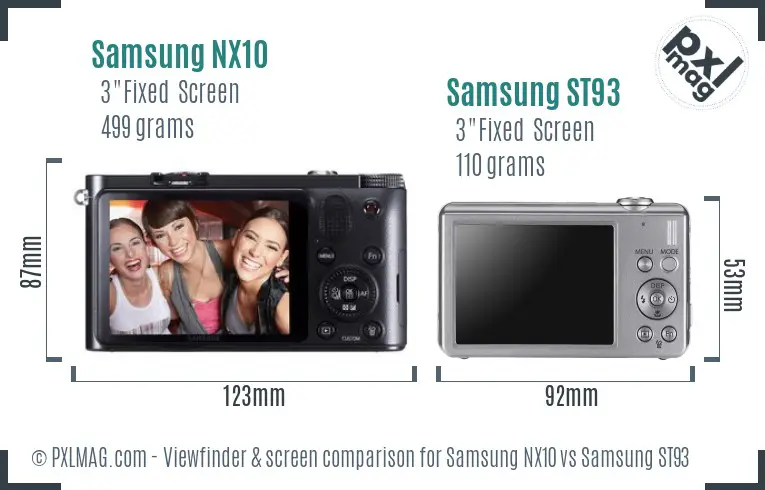 Samsung NX10 vs Samsung ST93 Screen and Viewfinder comparison