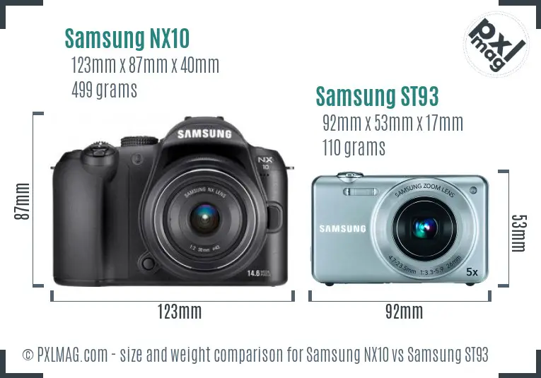 Samsung NX10 vs Samsung ST93 size comparison