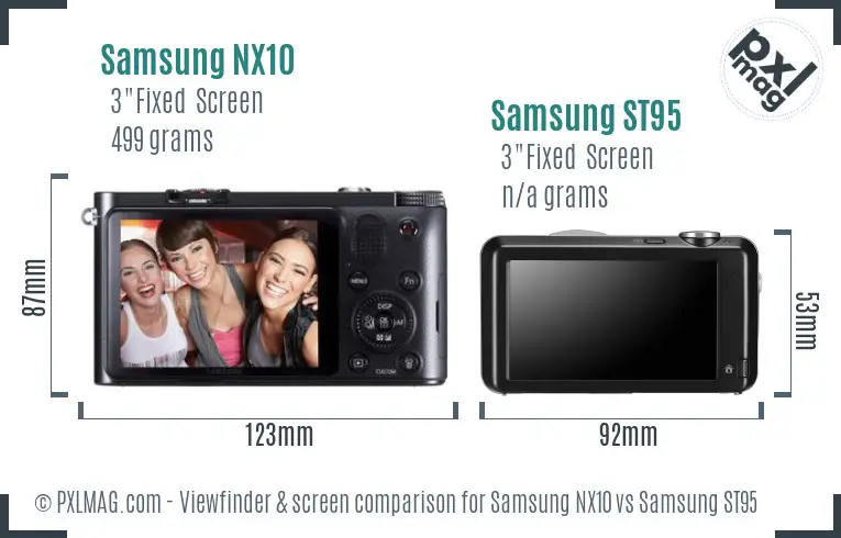 Samsung NX10 vs Samsung ST95 Screen and Viewfinder comparison