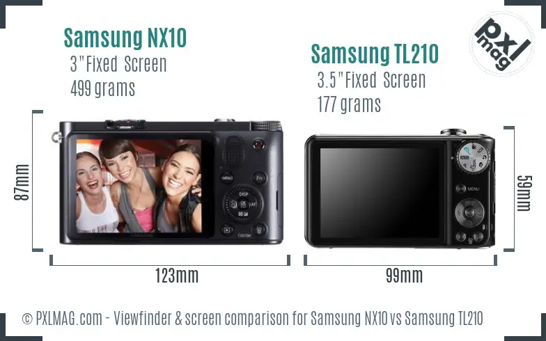 Samsung NX10 vs Samsung TL210 Screen and Viewfinder comparison Samsung NX10 vs Samsung TL210 Screen and Viewfinder comparison