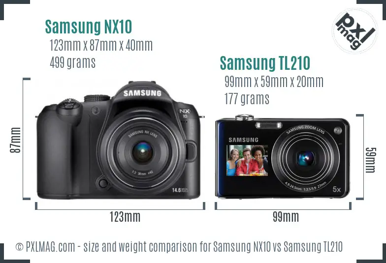 Samsung NX10 vs Samsung TL210 size comparison Samsung NX10 vs Samsung TL210 size comparison