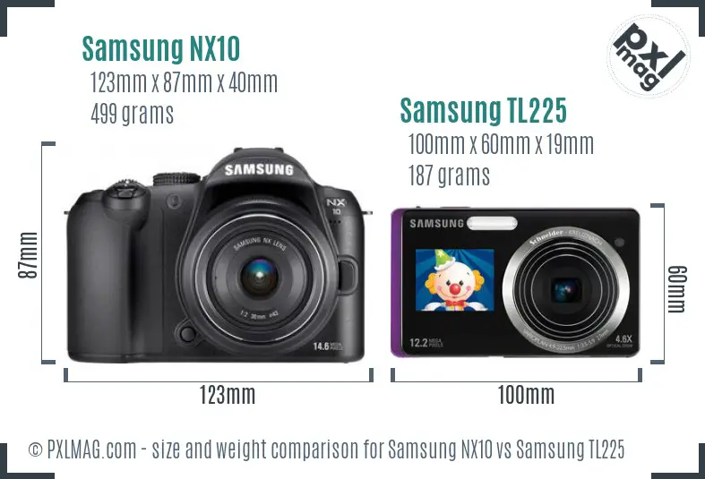 Samsung NX10 vs Samsung TL225 size comparison