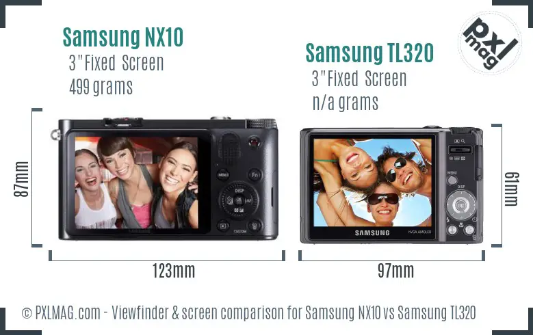 Samsung NX10 vs Samsung TL320 Screen and Viewfinder comparison