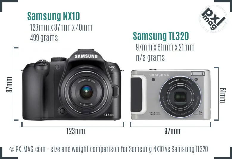 Samsung NX10 vs Samsung TL320 size comparison