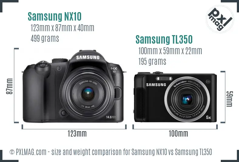 Samsung NX10 vs Samsung TL350 size comparison