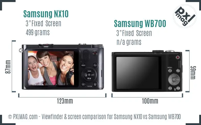 Samsung NX10 vs Samsung WB700 Screen and Viewfinder comparison