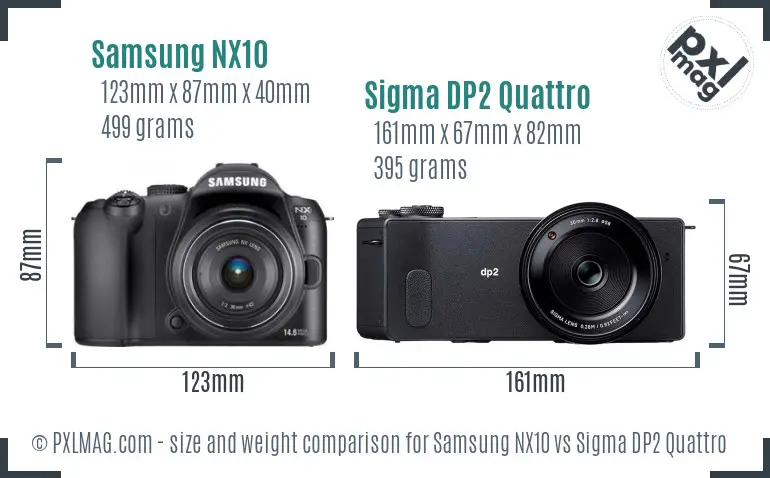Samsung NX10 vs Sigma DP2 Quattro size comparison