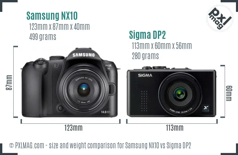Samsung NX10 vs Sigma DP2 size comparison