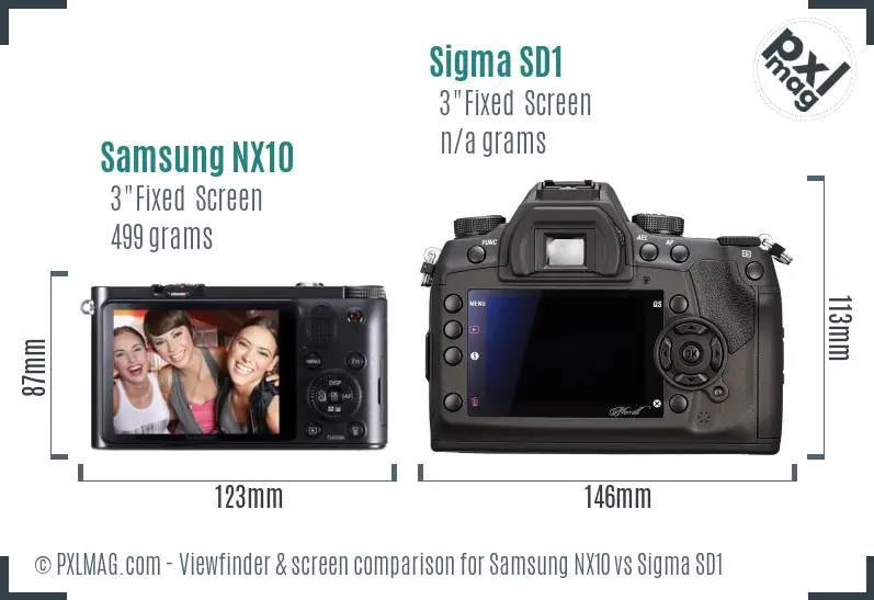Samsung NX10 vs Sigma SD1 Screen and Viewfinder comparison