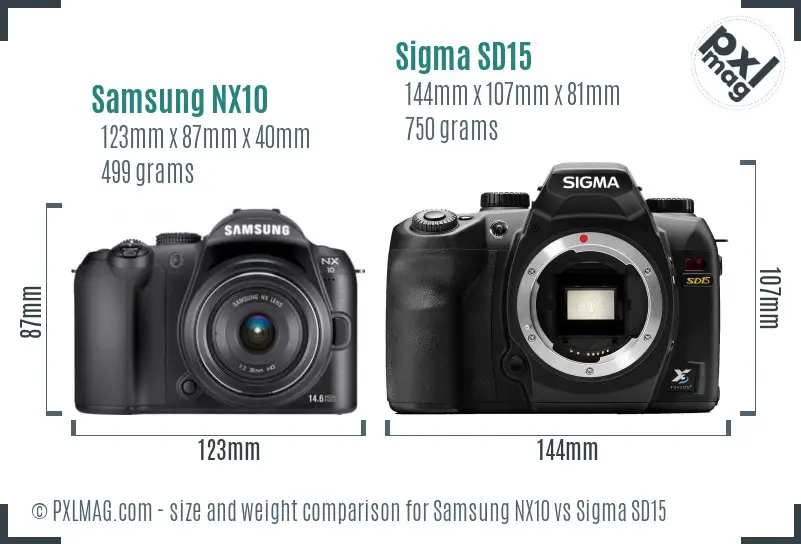 Samsung NX10 vs Sigma SD15 size comparison