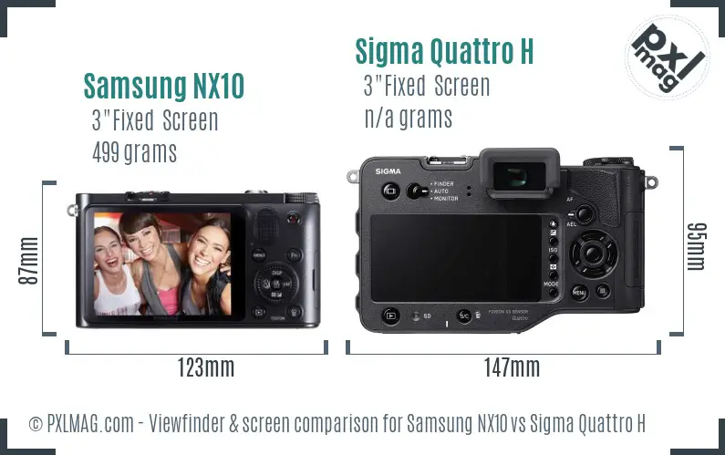 Samsung NX10 vs Sigma Quattro H Screen and Viewfinder comparison