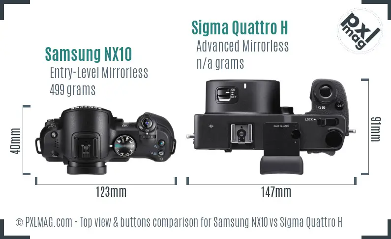 Samsung NX10 vs Sigma Quattro H top view buttons comparison