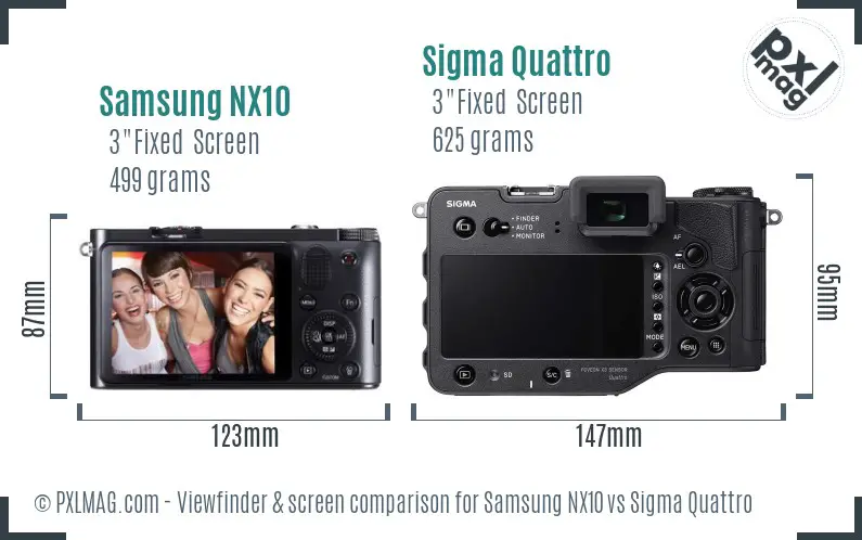 Samsung NX10 vs Sigma Quattro Screen and Viewfinder comparison