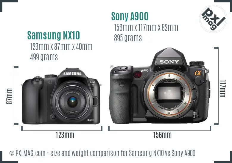 Samsung NX10 vs Sony A900 size comparison